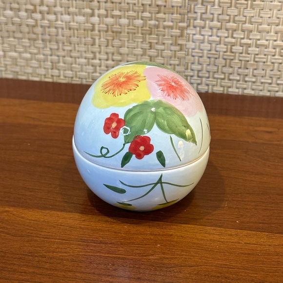 🌟3xHP🌟Blue Floral Ceramic Easter Egg Trinket Dish Decoration - Picture 5 of 8